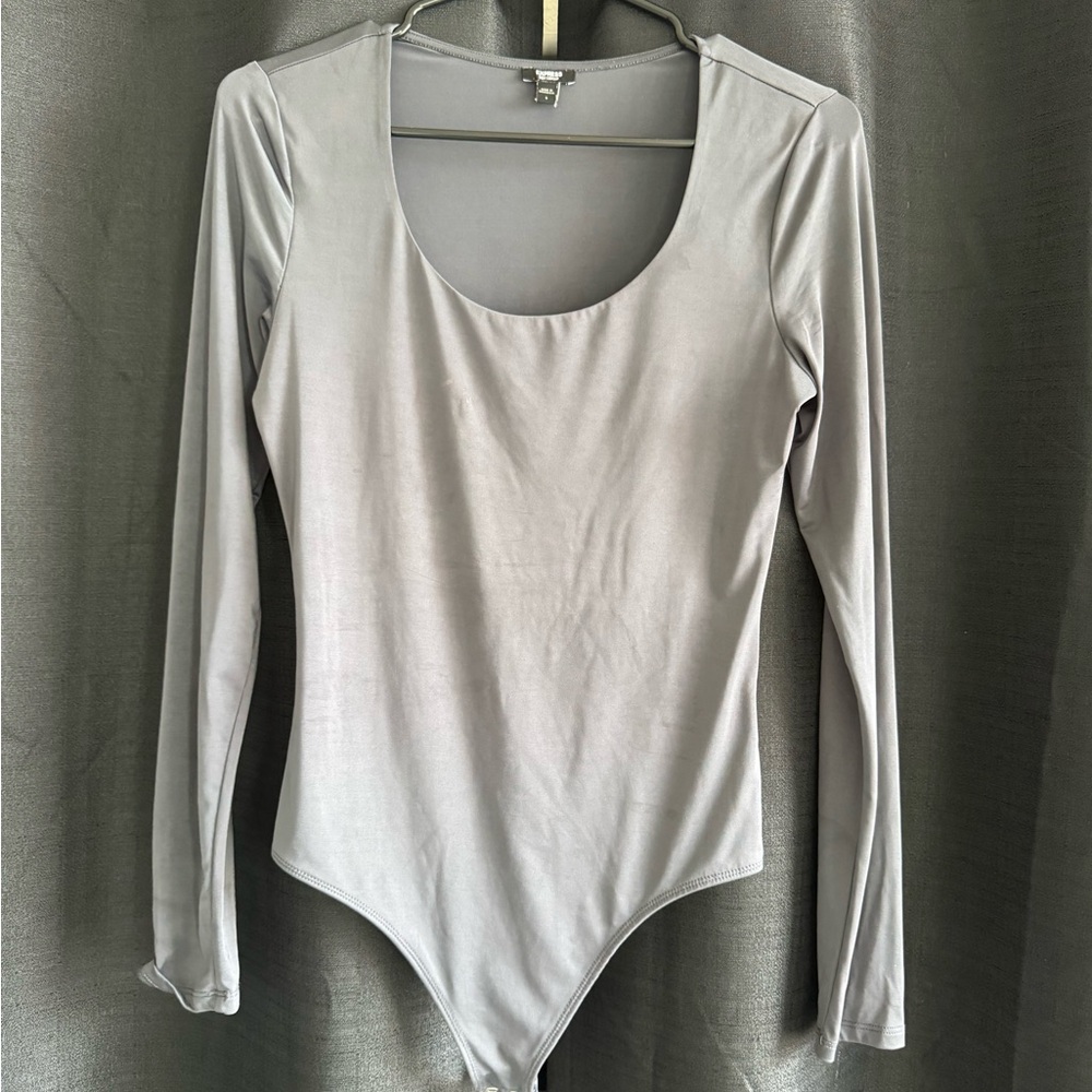 Express Light Gray Long Sleeve Bodysuit